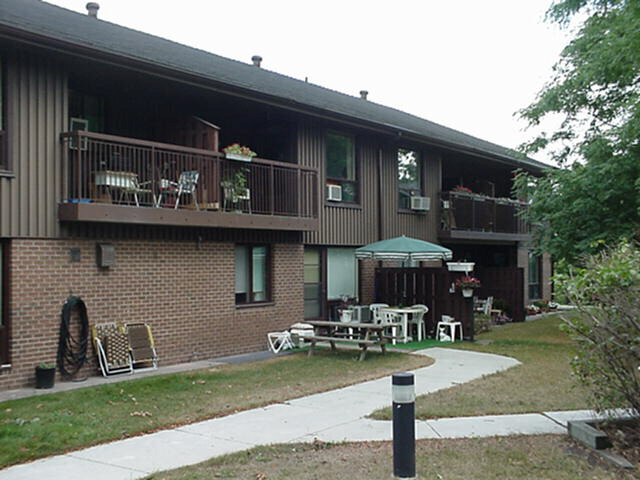 Side of building showing balconies